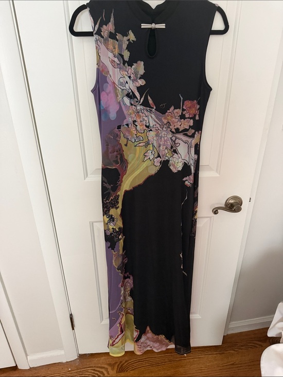 Commense Dresses & Skirts - Commense Black Sleeveless Maxi Dress with Purple and Yellow Floral Print